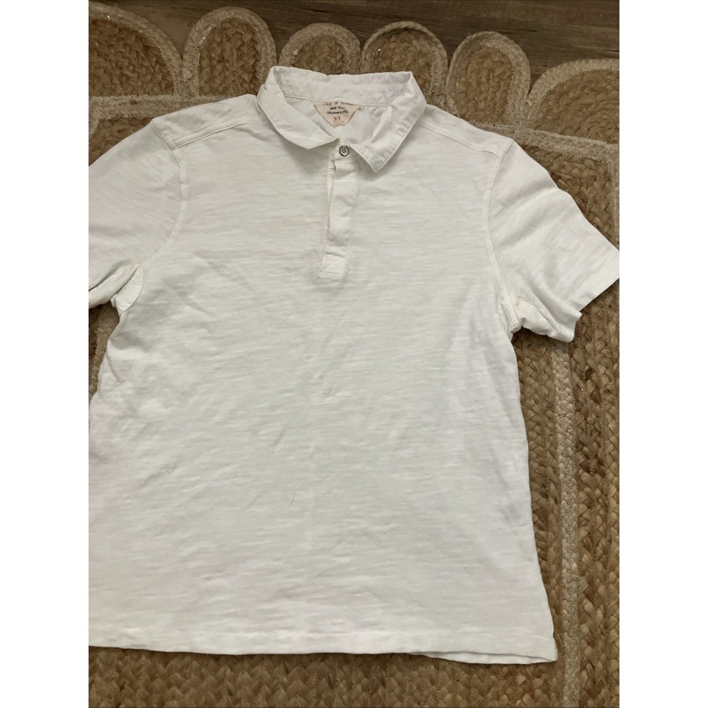 Rag and Bone Polo Shirt‎ Short Sleeve Golf Casual Cotton White Mens Size XL